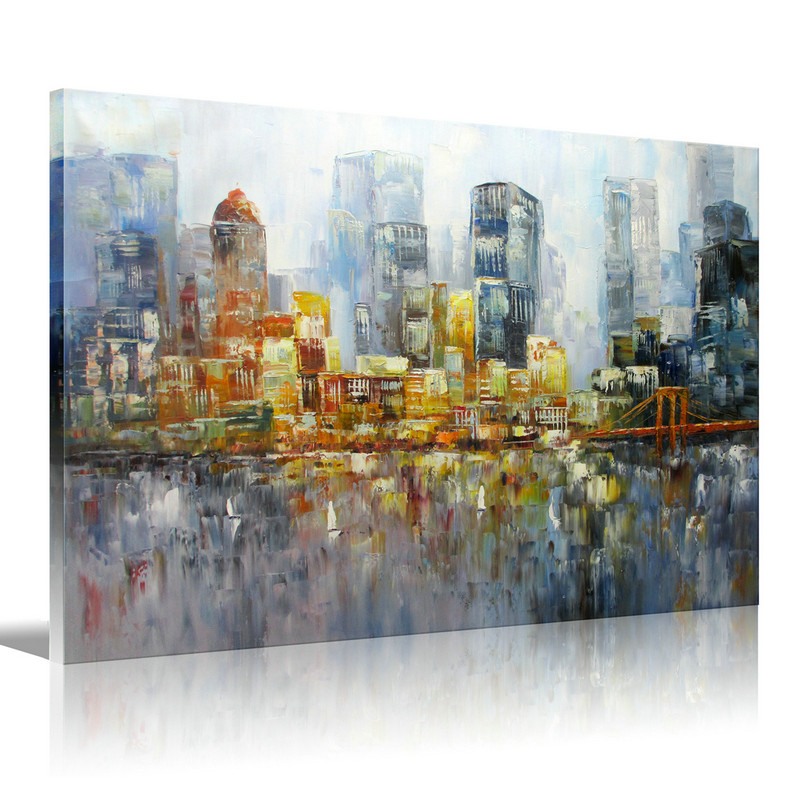 City New York Oil Painting On Canvas Wall Art for Living Room Bedroom Home Office Decorations